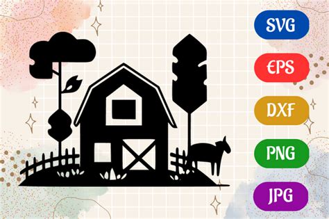 Farmhouse Silhouette Svg Eps Dxf Graphic By Creative Oasis · Creative