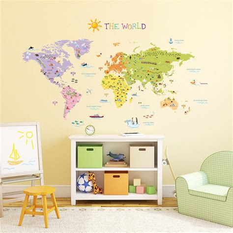 Decowall Dm 1306 The World Map Wall Stickerswall Decalswall Tattoos