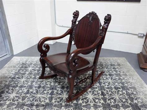 Mahogany Victorian Lions Head Carved Rocking Chair Antique Rocking Chairs Rocking Chair