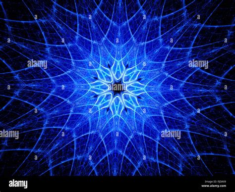 Blue Glowing Kaleidoscope Computer Generated Abstract Background Stock