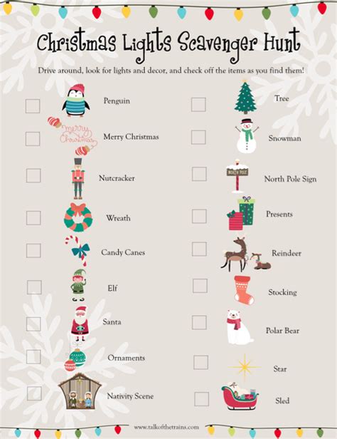 It is totally free to download, enjoy. Christmas Light Scavenger Hunt for Kids (Printable ...