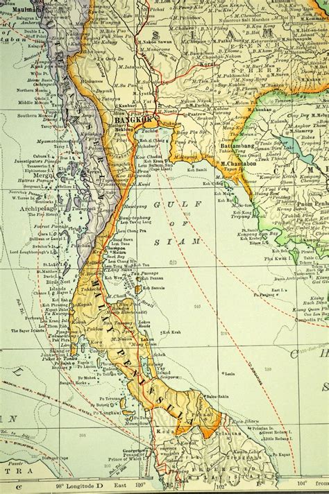 Antique Map Southeast Asia Burma Siam Cambodia Large Wedding Etsy