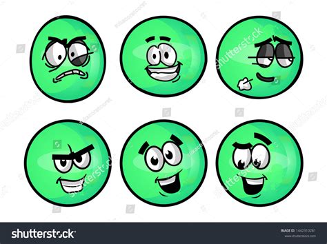 Set Emojis Various Face Expression Vector เวกเตอร์สต็อก ปลอดค่า