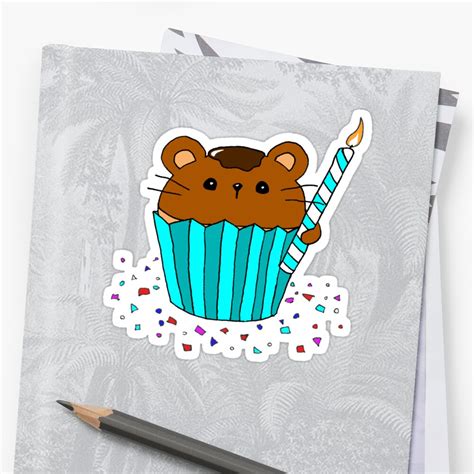 Hamster Cupcake Sticker By Yoshi2000man Redbubble