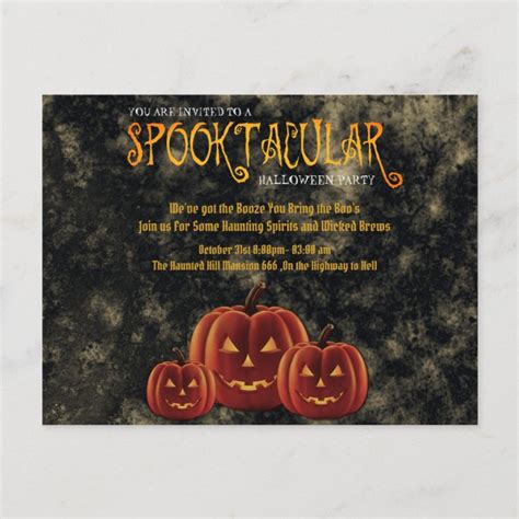 Spooktacular Halloween Party Pumpkins Postcard Zazzle