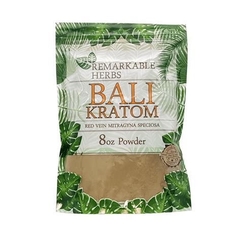 Remarkable Herbs Kratom Powder Bag Red Vein Bali 8oz Harvard Distributing