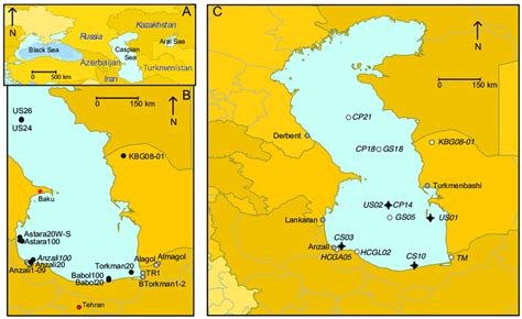 Location Maps A Location Of The Caspian Sea At The Boarder Between Download Scientific