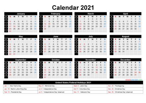 Printable Editable Calendar 2021 Word Template Noep21y7