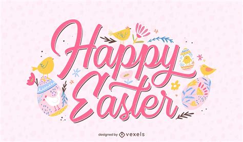 Happy Easter Cute Lettering Vector Download