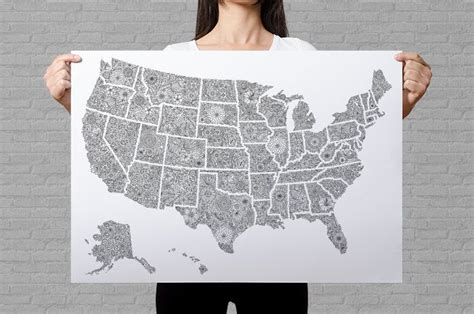 Usa Travel Map Poster Us Map To Color In Us Travel Map Map Art Print