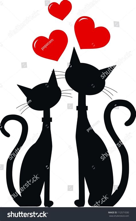 Vetor Stock De Two Black Cats Love Livre De Direitos 112571030