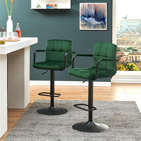 Duhome Barstools Set Of 2 Velvet Adjustable Swivel Kitchen Chair Bar
