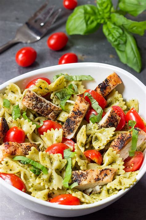 Pesto Pasta With Grilled Chicken Serve Cold In Summer Or Hot In Winter