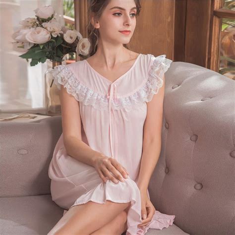 Buy Sleeveless Cotton Women Sleepdress 2018 Summer New V Neck Lace Patchwork