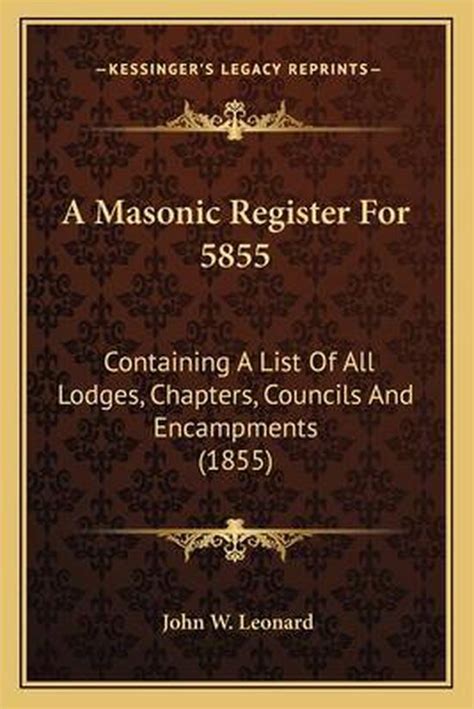 A Masonic Register For 5855 John W Leonard 9781165934430 Boeken