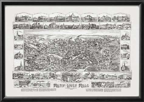 Milton Ma 1890 Vintage City Maps Restored City Maps