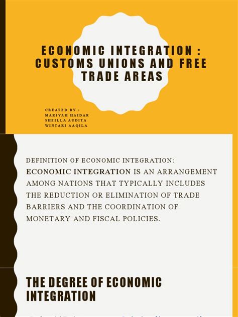 Economic Integration Customs Unions And Free Trade Areas Pdf