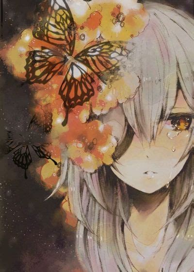 Anime Anime Girl Butterfly Cry Animeillustration