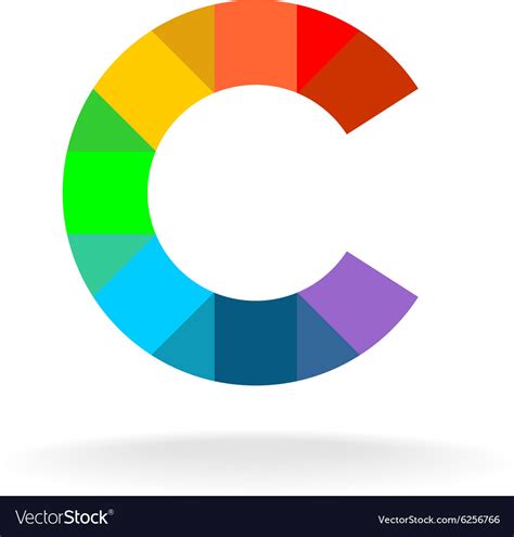 Letter C Colorful Rainbow Logo Overlay Particles Vector Image