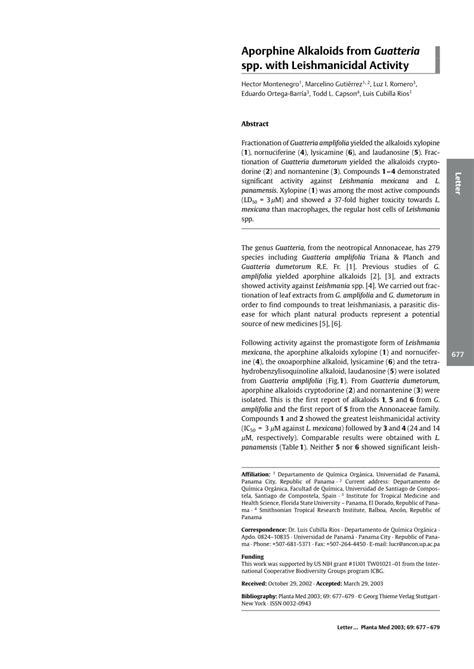 A later paper (1941) also. (PDF) Aporphine Alkaloids from Guatteria spp. with ...