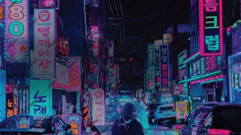 Asian Cyberpunk Neon City Arte Digital Moderno Urban Etsy México