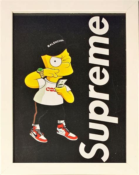 Quadro Com Moldura Branca Bart Simpson Supreme Os Simpsons Toyshow