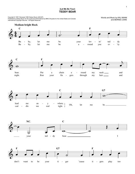 Let Me Be Your Teddy Bear Chords By Elvis Presley Melody Line Lyrics And Chords 188327