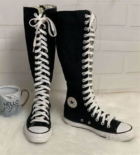 Details About Converse Knee High Sneakers Womens Size 6 Mens Sz 4 Black