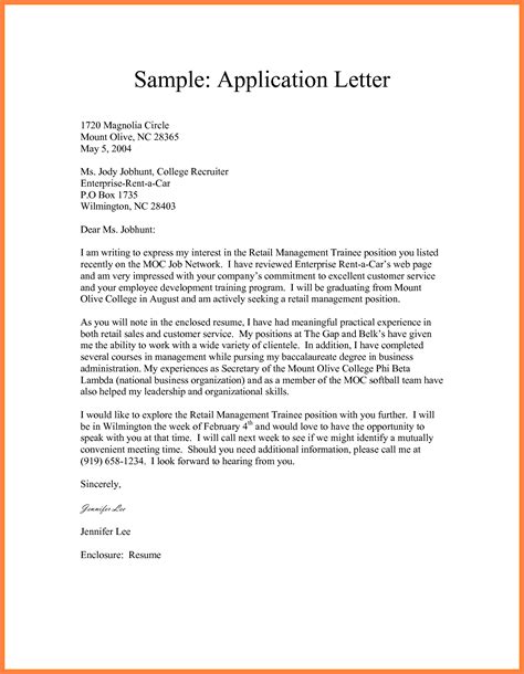 formal application format sample letter  semi block