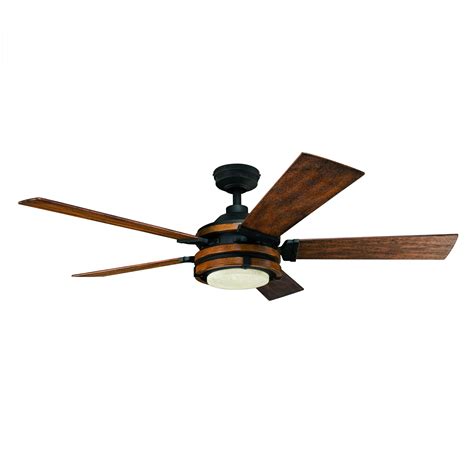 Going for a ceiling fan with light fixture allows you to enjoy the cooling comfort and. Kichler Barrington 52-in Distressed Black And Wood Led ...