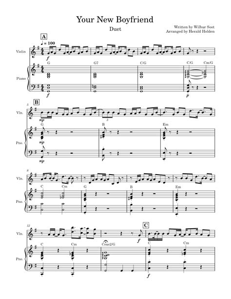 Your New Boyfriend Duet Sheet Music For Piano Violin Piano Duo