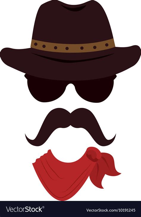 Man Mustache Hat Western Icon Graphic Royalty Free Vector