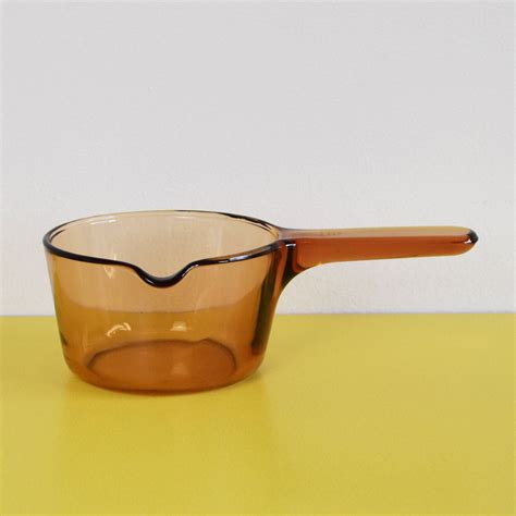 vintage vision corning pan amber glass saucepan retro etsy uk amber glass corning glass pan