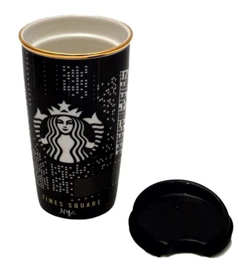 Starbucks Nyc Times Square Limited Edition Black Ceramic Tumbler Travel