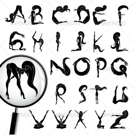 Girls Alphabet Silhouette Tattoo Lettering Alphabet Tattoo Fonts
