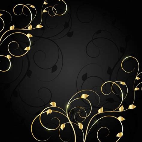 Black Background With Decor Floral Vector 01 Vector Background Free