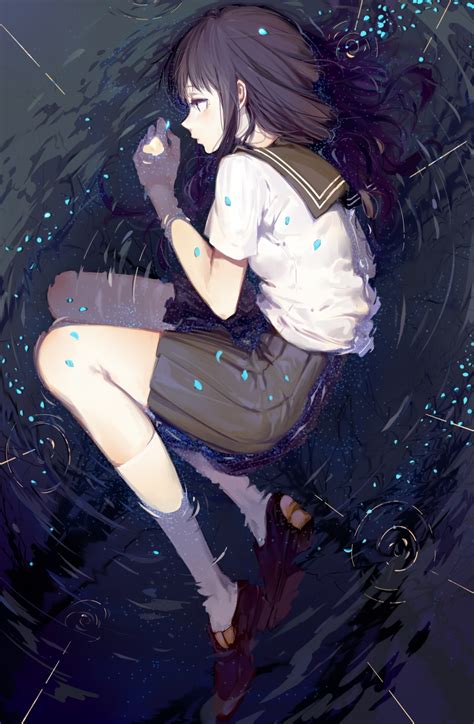 Rain Water Girl Art Beautiful Pictures Anime
