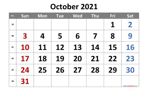 Free Printable October 2021 Calendar Premium