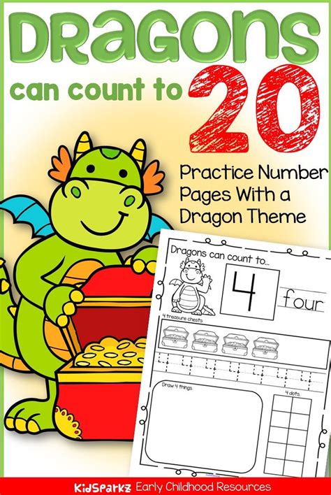 Dragons Number Sense Printables 1 20 Recognition Counting Tracing No