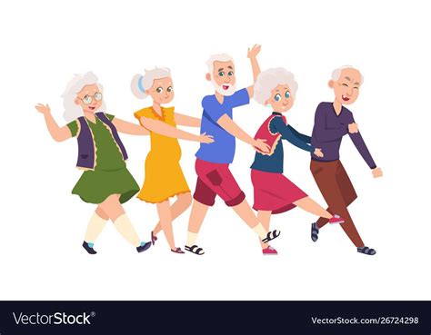 Old People Dancing Diverse Elderly Cartoon Vector Image On Character