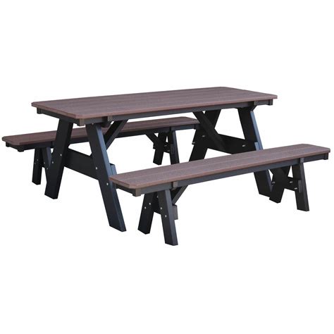 Duraweather Poly® Picnic Table With Unattached Benches Chocolate