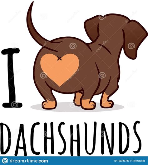 Cute Dachshund Dog Cartoon Illustration Isolated on White, Stock