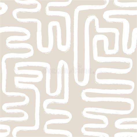 Contemporary Seamless Pattern With Abstract Line In Nude Colors Stock