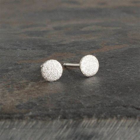 Textured Flat Disc Studs Tiny Earrings Modern Jewelry Round Disc