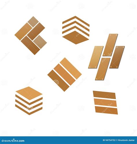 Tile Wooden Flooring Logo Set Vector Illustration