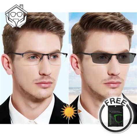 anti radiation photochromic half frame business eyeglass for women men replaceable lens