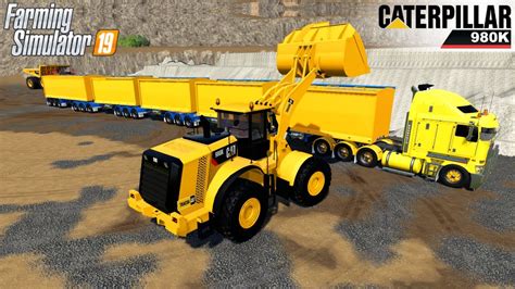 Farming Simulator 19 Cat 980k Wheel Loader Loads Stone Into The World