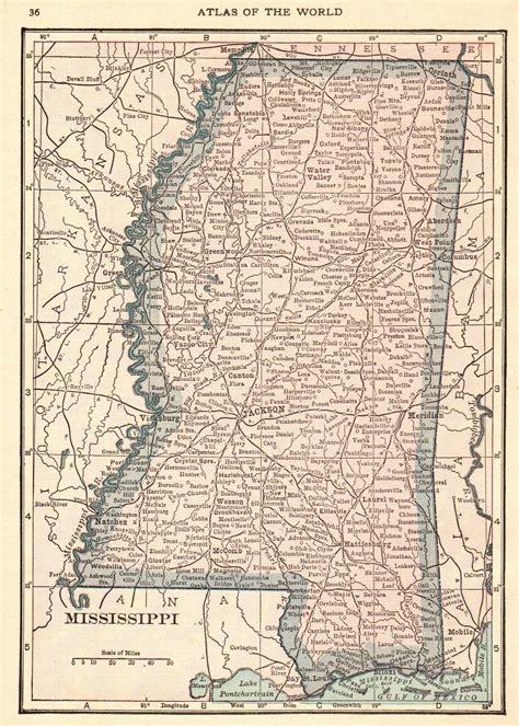 1910 Antique MISSISSIPPI State Map Vintage Map of Mississippi | Etsy