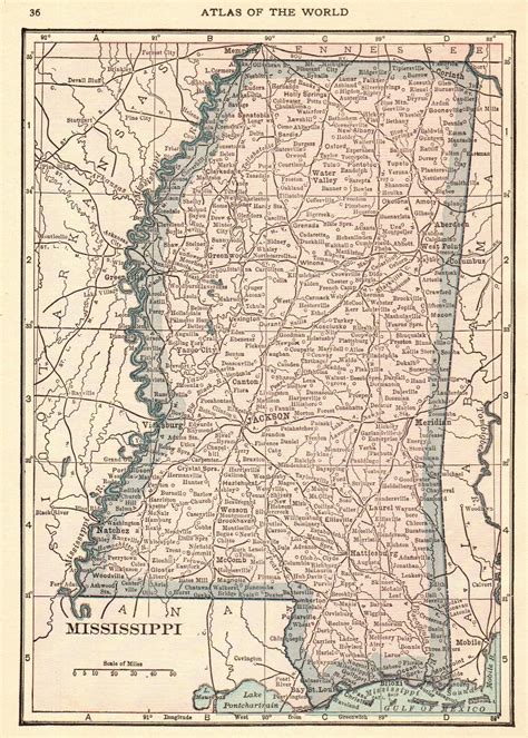 1910 Antique Mississippi State Map Vintage Map Of Mississippi Etsy