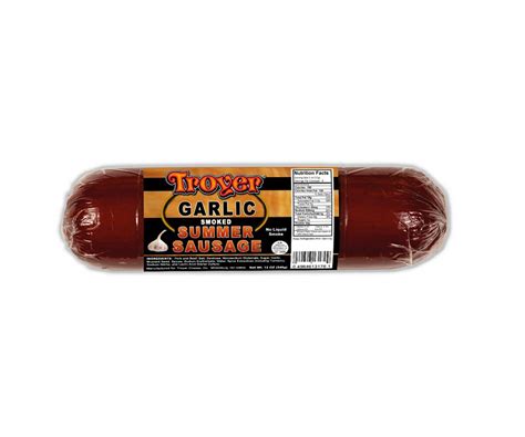 Stuff into beef middles or fibrous casings about 60 mm. Smoked Summer Sausage Garlic Shelf Stable (12oz) | Troyer ...
